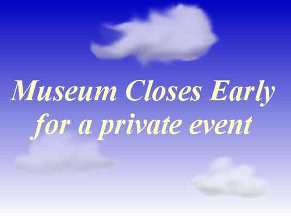 Museum Closes Early – Oct20 calendar