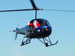 Santa Arrives by Helicopter